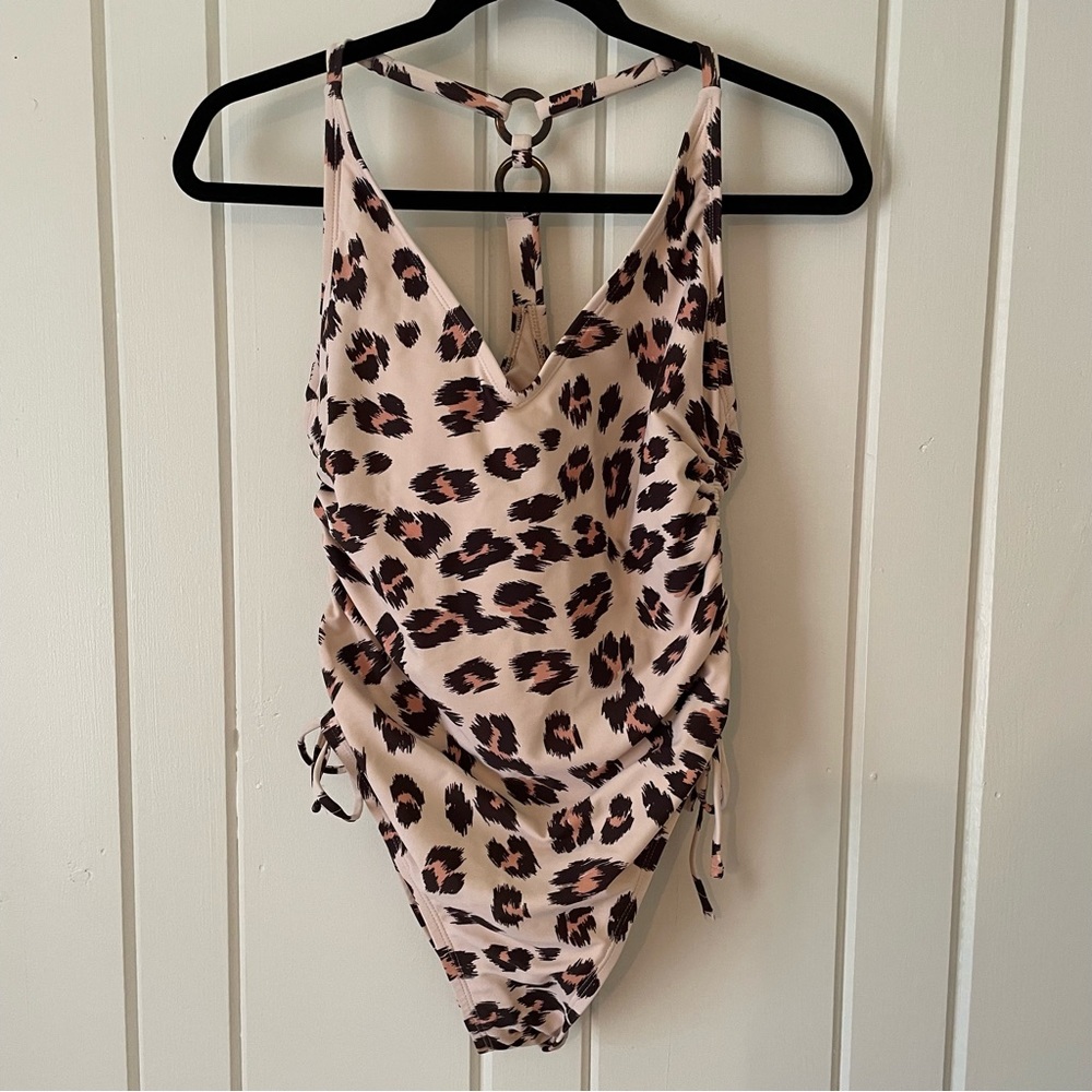 Kona Sol Leopard Cinch Side One Piece Swim Suit